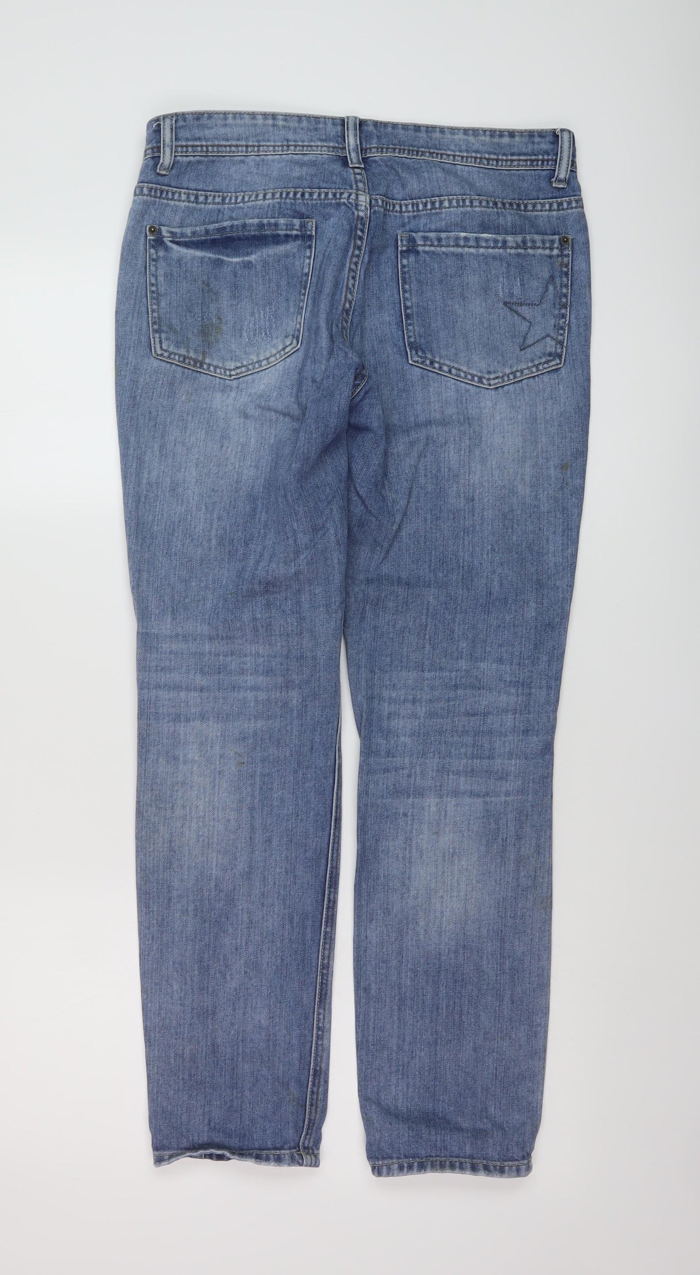 Hush Womens Blue Cotton Straight Jeans Size 8 L29 in Regular Button