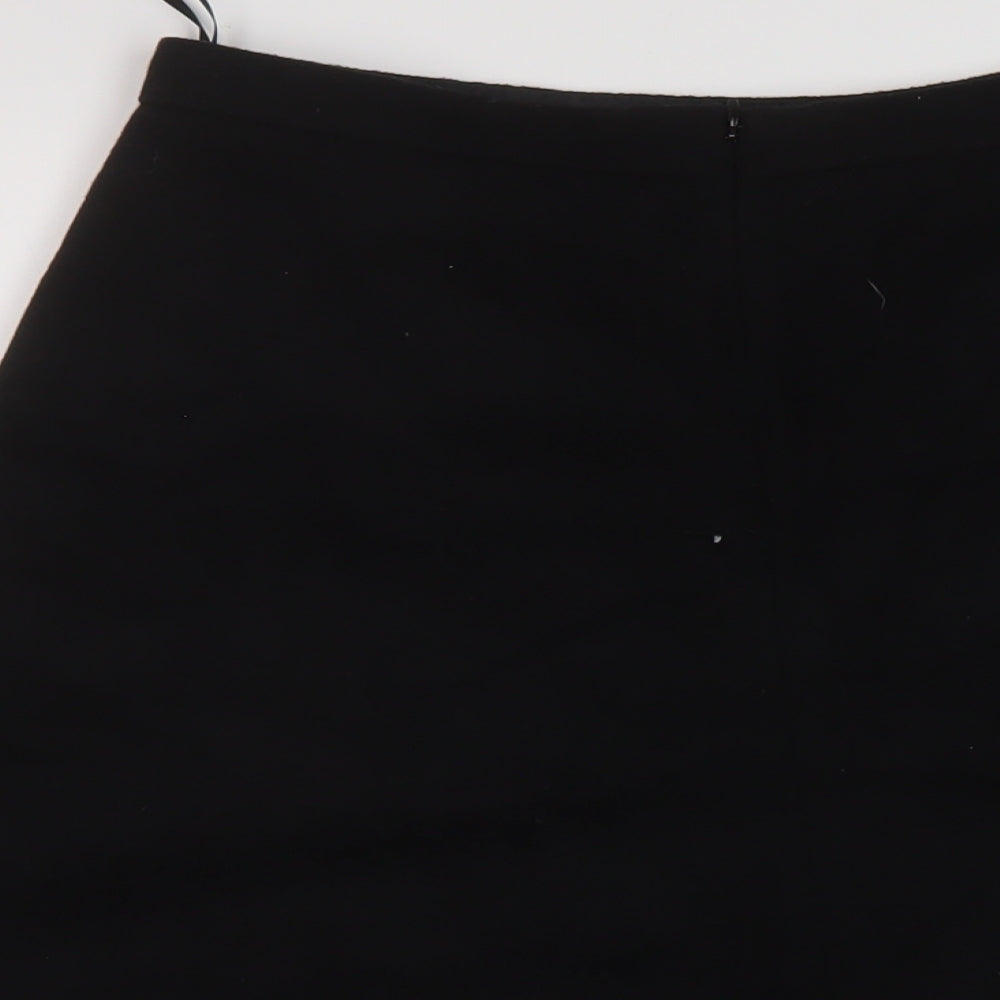 Marks and Spencer Womens Black Wool A-Line Skirt Size 12 Zip