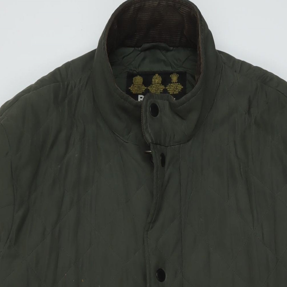 Barbour Mens Green Quilted Jacket Size L Zip