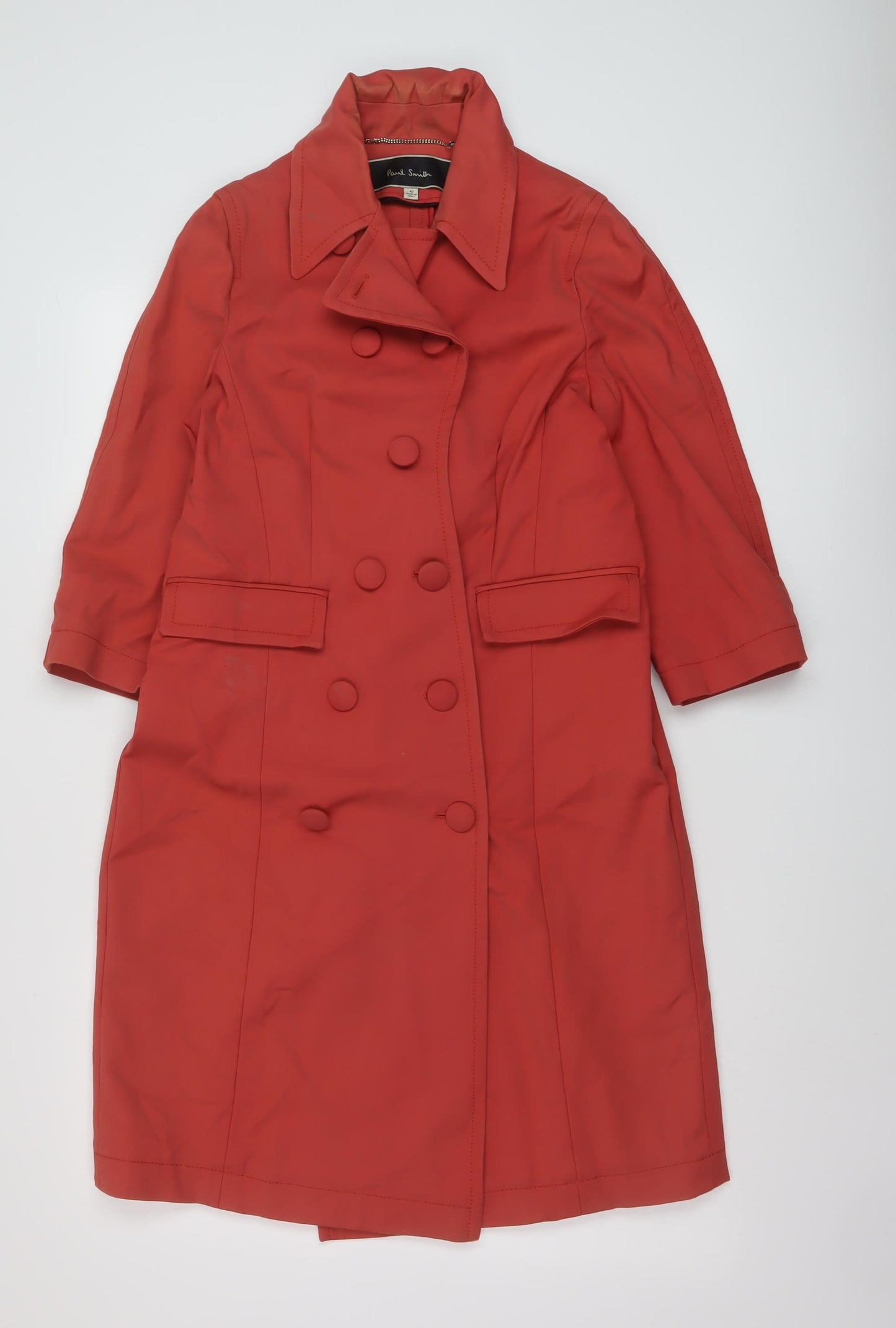 Paul Smith Womens Orange Overcoat Coat Size 14 Button