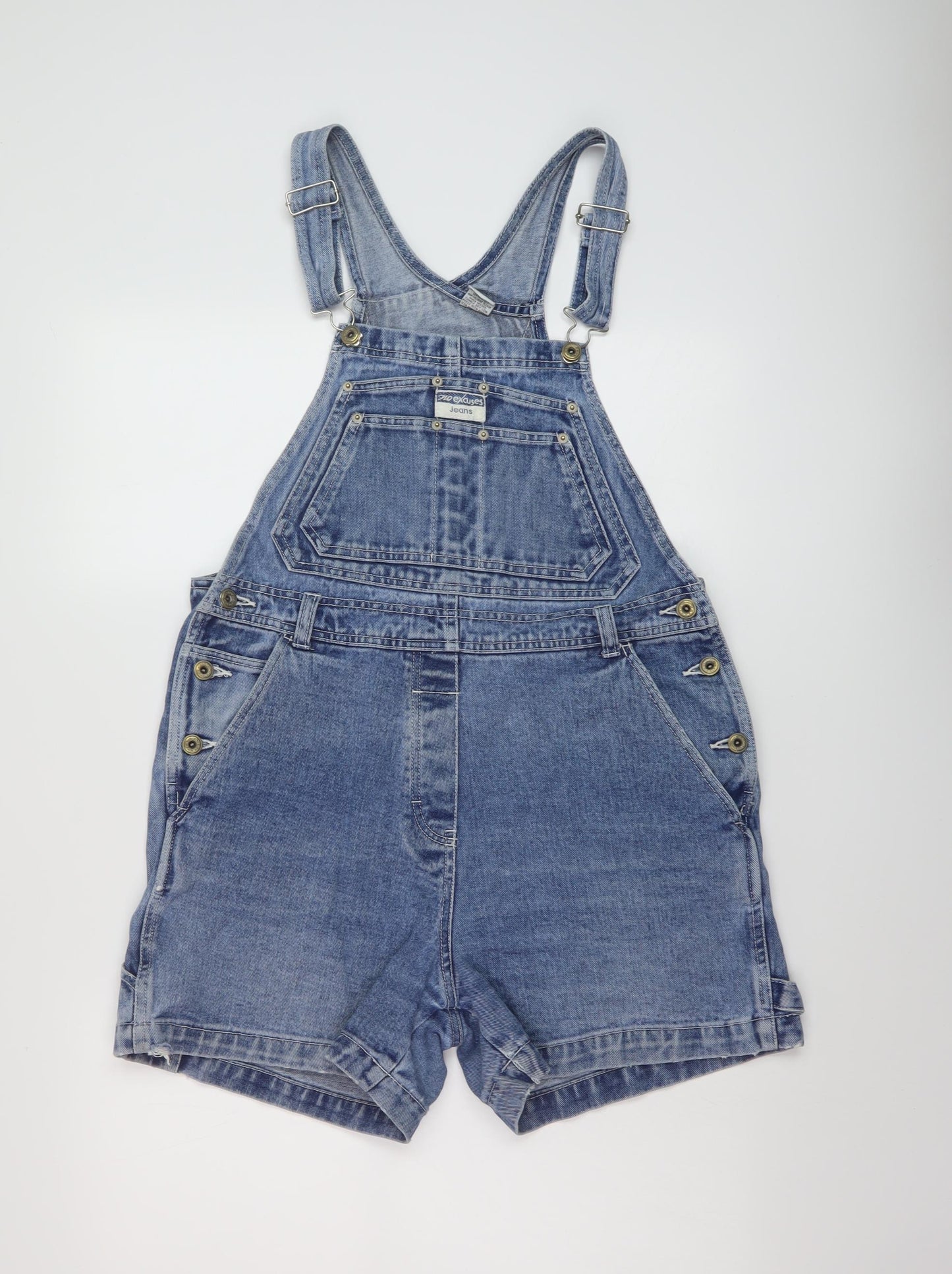 No Excuses Womens Blue Cotton Dungaree One-Piece Size M Buckle