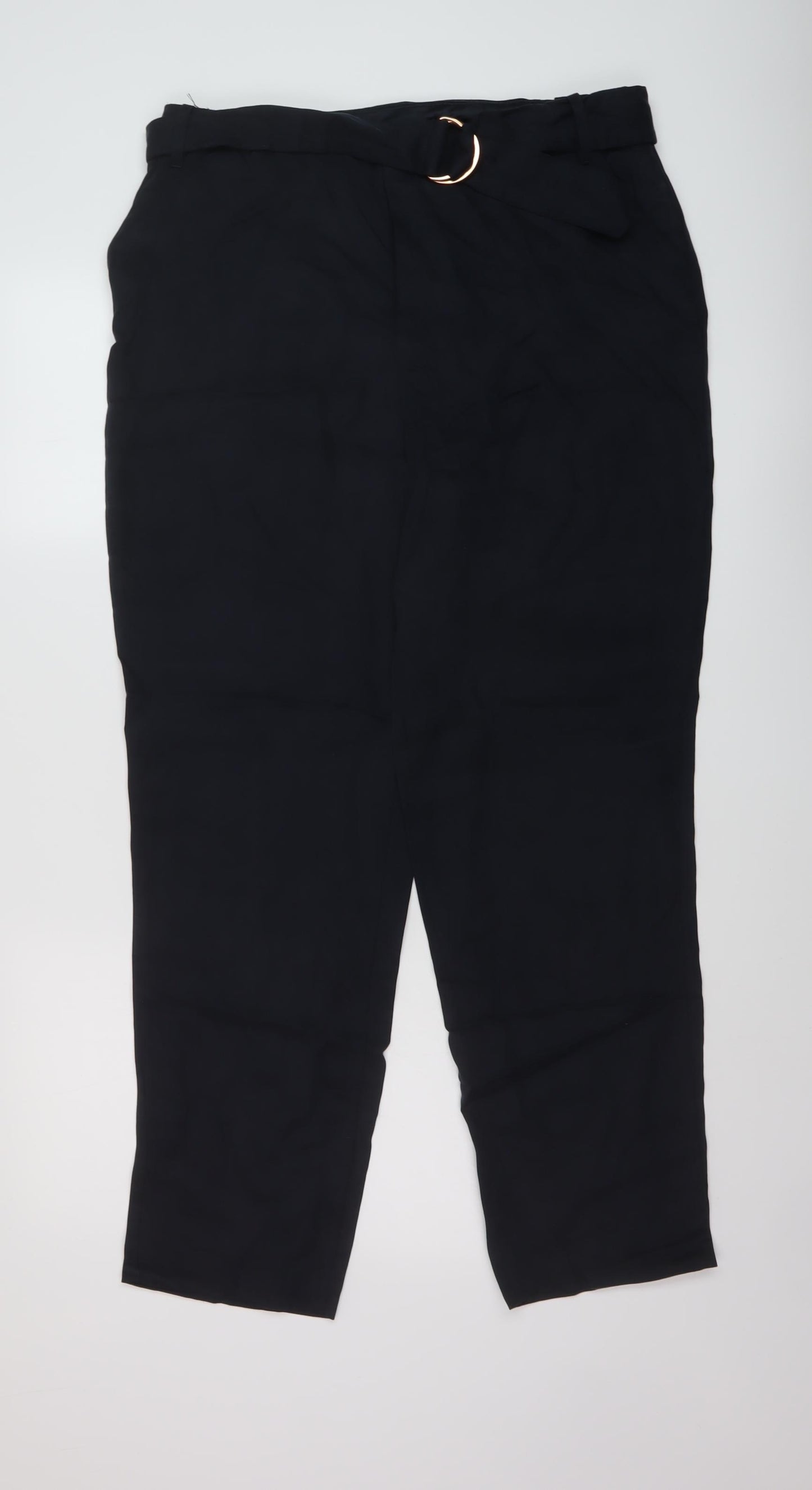 Marks and Spencer Womens Blue Lyocell Trousers Size 14 L29 in Regular Button