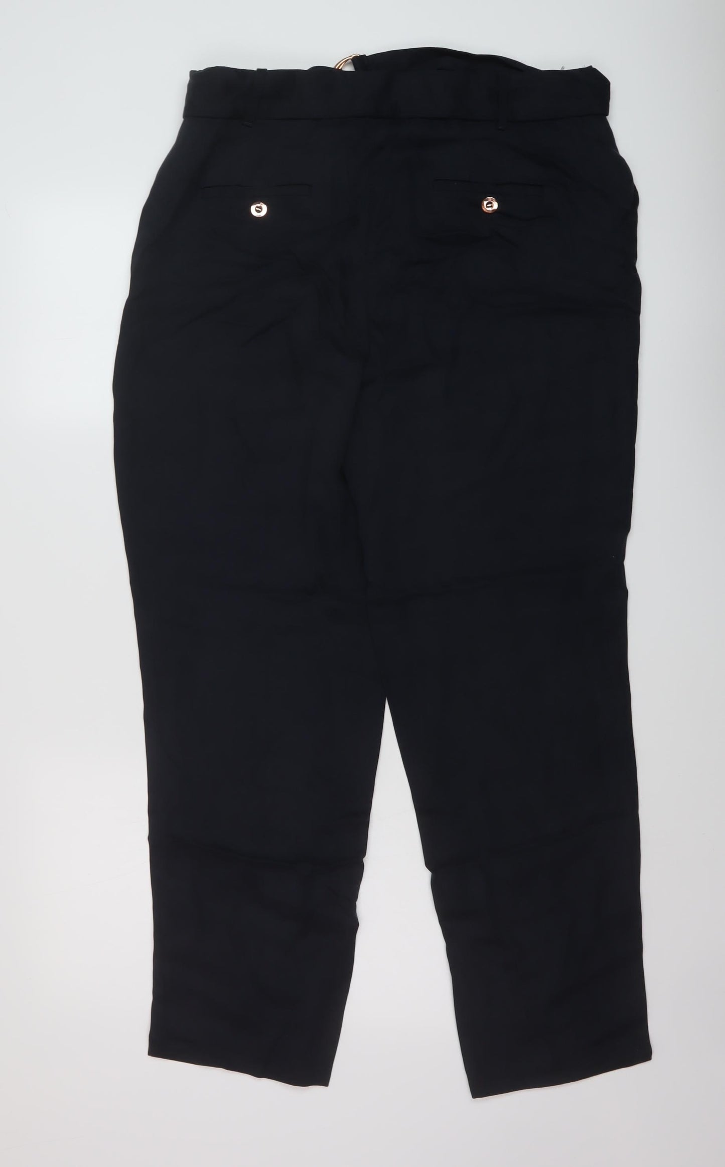 Marks and Spencer Womens Blue Lyocell Trousers Size 14 L29 in Regular Button