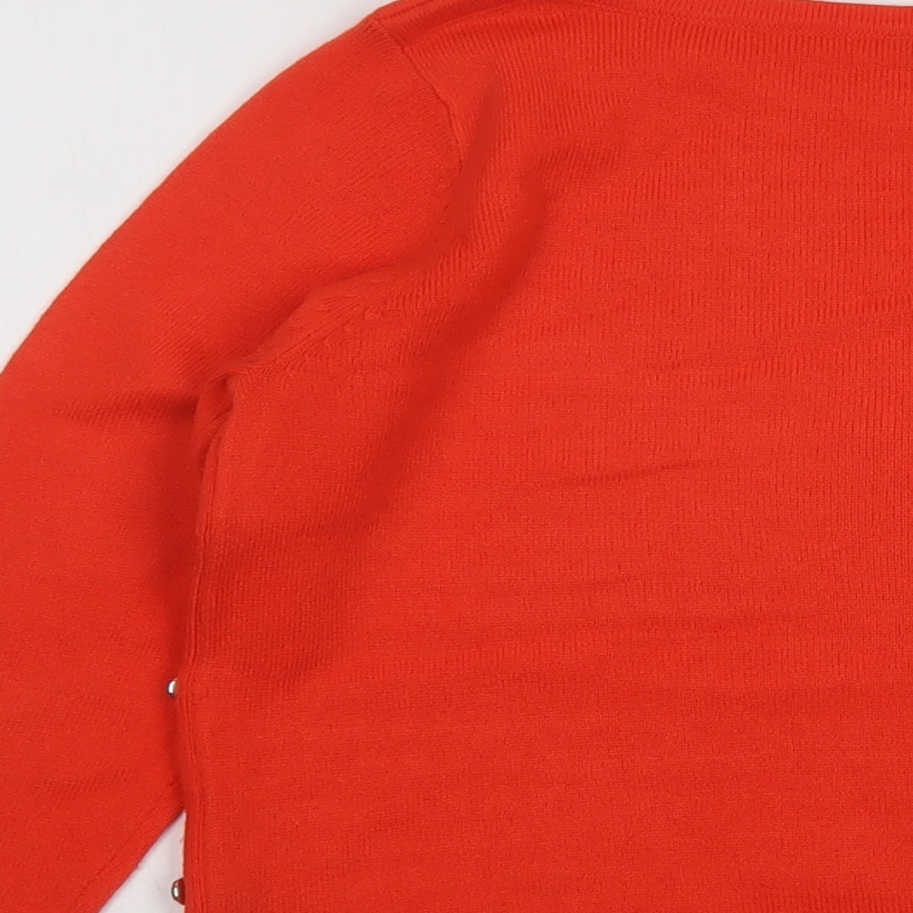 M&Co Womens Red Round Neck Acrylic Pullover Jumper Size 12