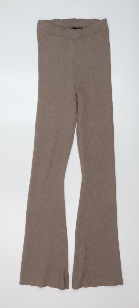 Boohoo Womens Beige Polyamide Trousers Size M L34 in Regular