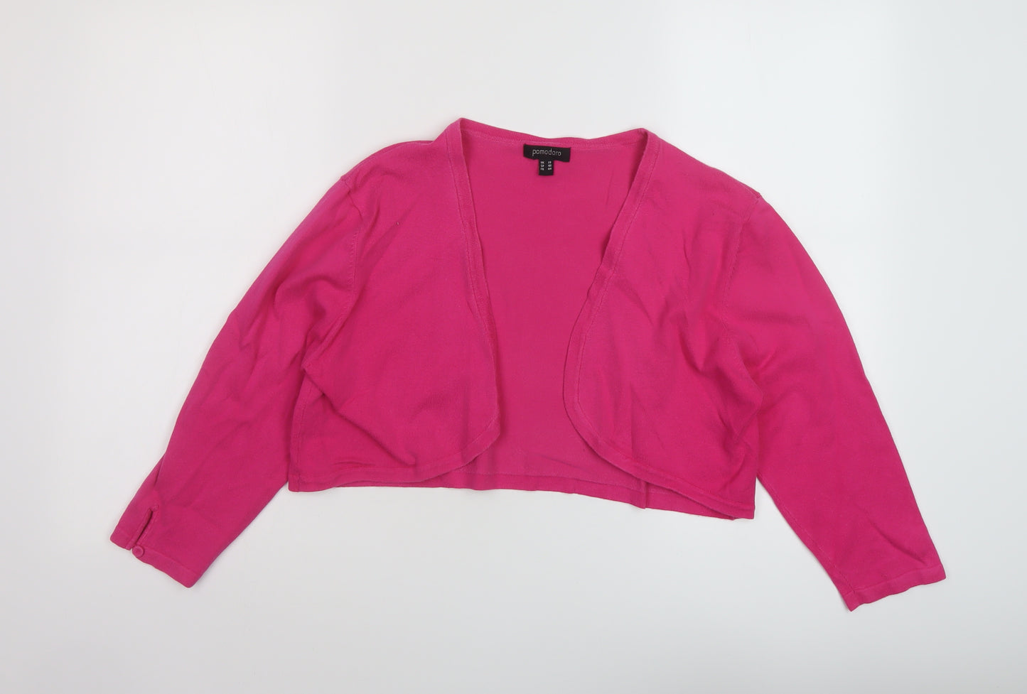 Pomodoro Womens Pink V-Neck Cotton Shrug Jumper Size 16