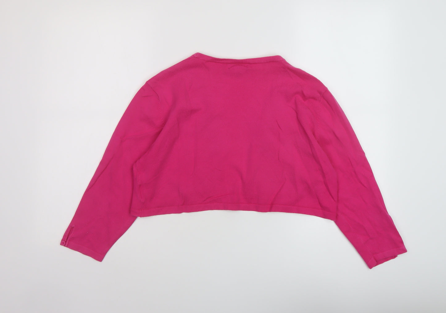 Pomodoro Womens Pink V-Neck Cotton Shrug Jumper Size 16