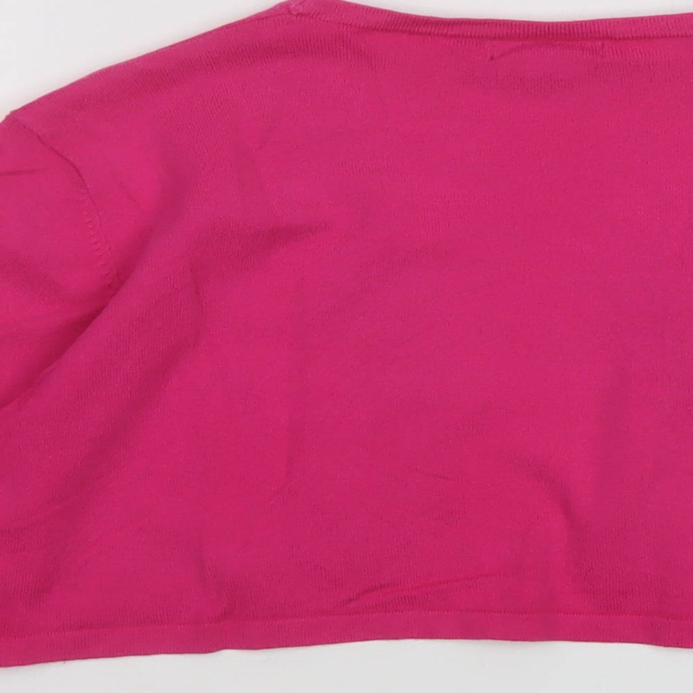 Pomodoro Womens Pink V-Neck Cotton Shrug Jumper Size 16