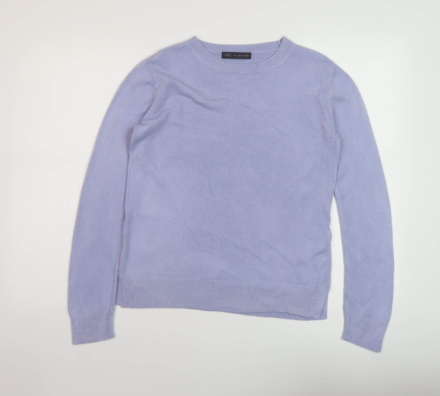 Marks and Spencer Womens Blue Crew Neck Acrylic Pullover Jumper Size 12