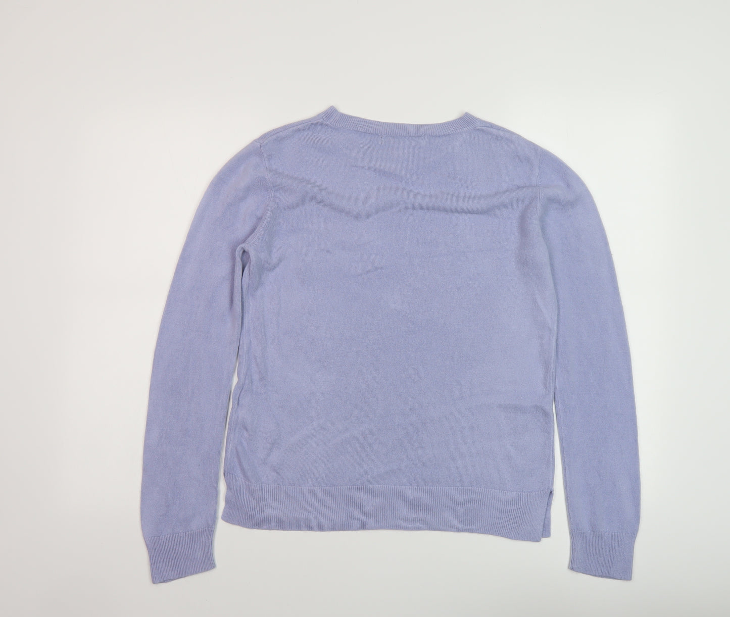 Marks and Spencer Womens Blue Crew Neck Acrylic Pullover Jumper Size 12