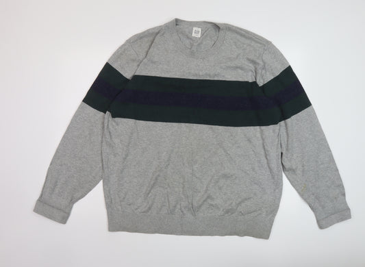 Gap Mens Grey Crew Neck Cotton Pullover Jumper Size XL Long Sleeve