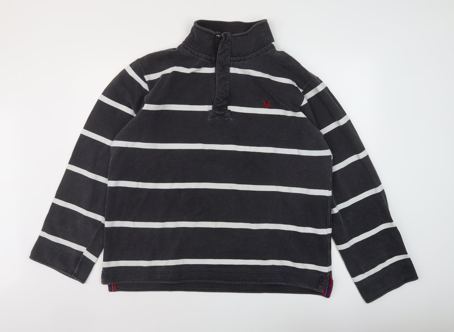 Crew Clothing Mens Grey Striped Cotton Pullover Sweatshirt Size XL