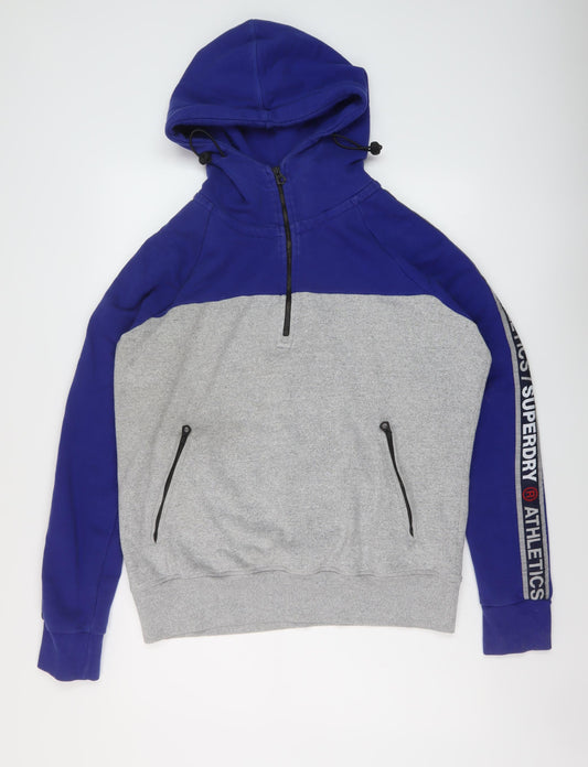 Superdry Mens Blue Cotton Pullover Hoodie Size XL