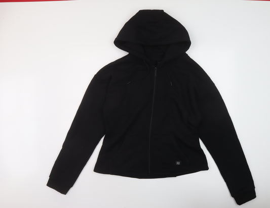 USA Pro Womens Black Cotton Full Zip Hoodie Size 18 Zip