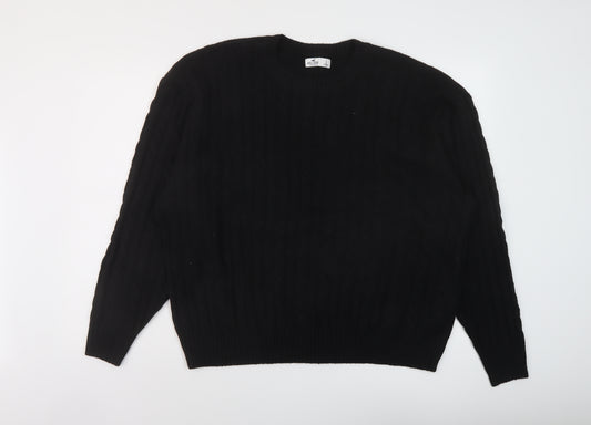 Hollister Womens Black Crew Neck Polyester Pullover Jumper Size L