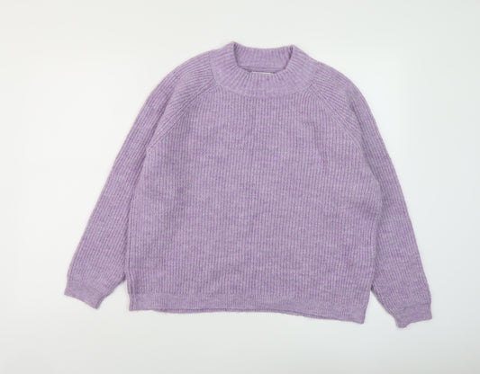 Only Womens Purple Mock Neck Acrylic Pullover Jumper Size XL