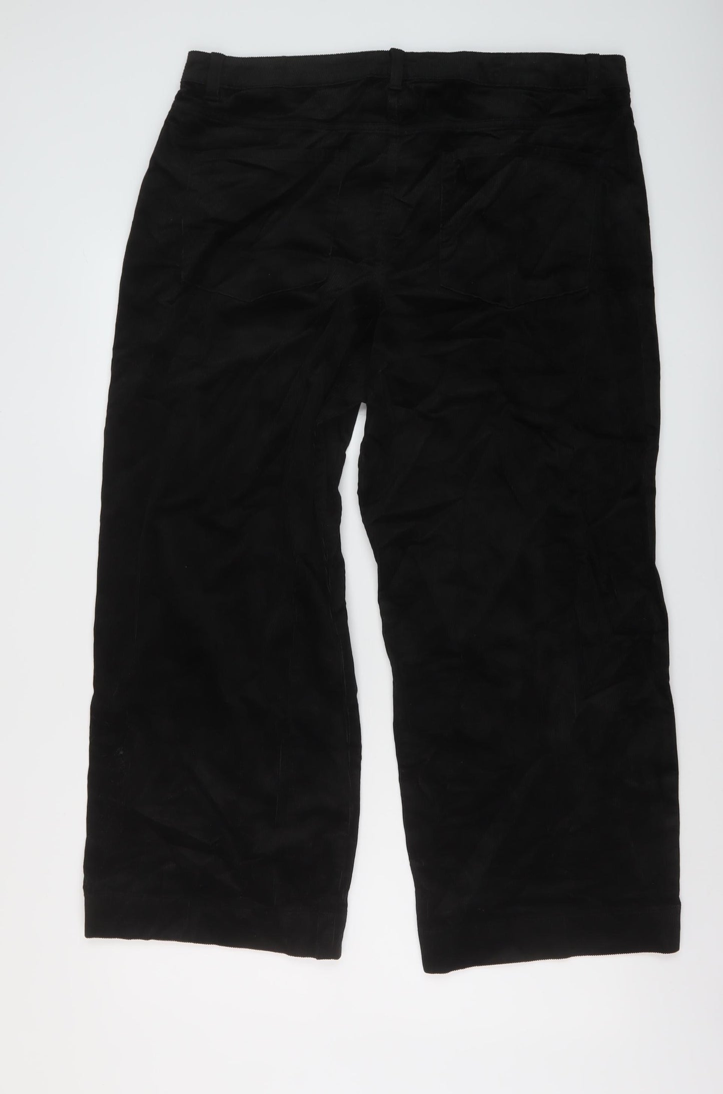 Marks and Spencer Womens Black Cotton Trousers Size 20 L27 in Regular Button