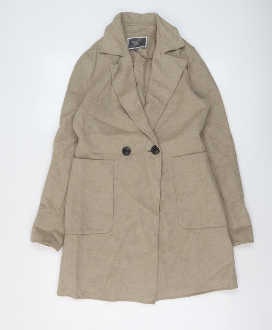 NEXT Womens Beige Overcoat Coat Size 6 Button