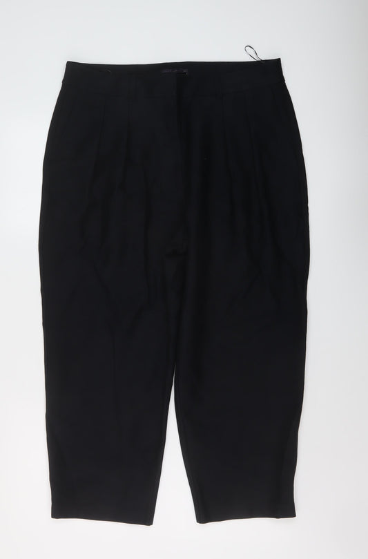 Marks and Spencer Womens Blue Cotton Trousers Size 16 L24 in Regular Button