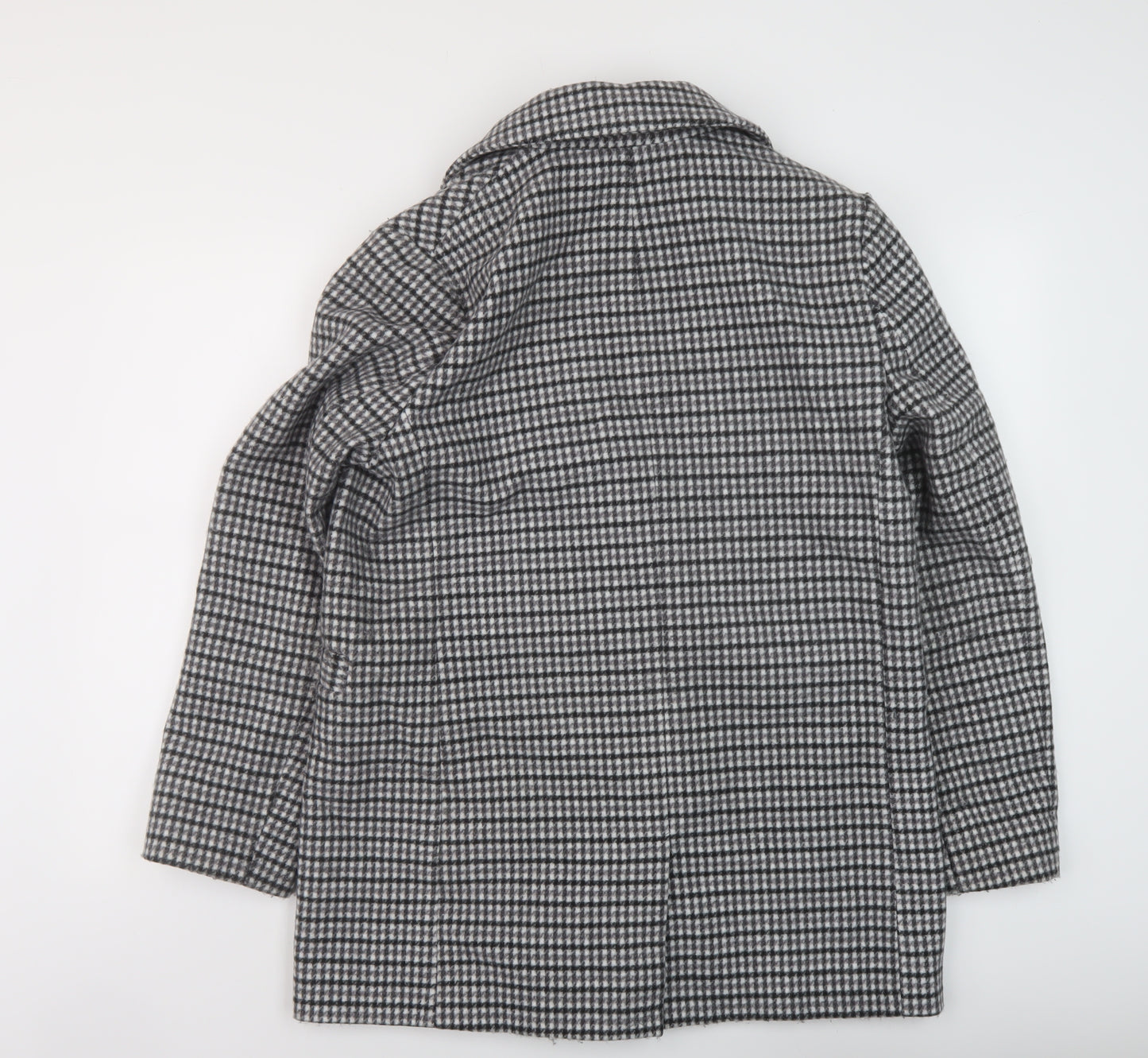 Grey Goose Womens Grey Check Overcoat Coat Size 12 Button