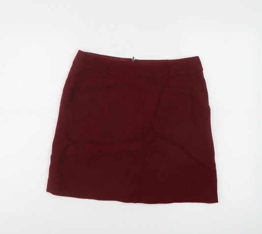 Jigsaw Womens Red Wool Mini Skirt Size 10 Zip