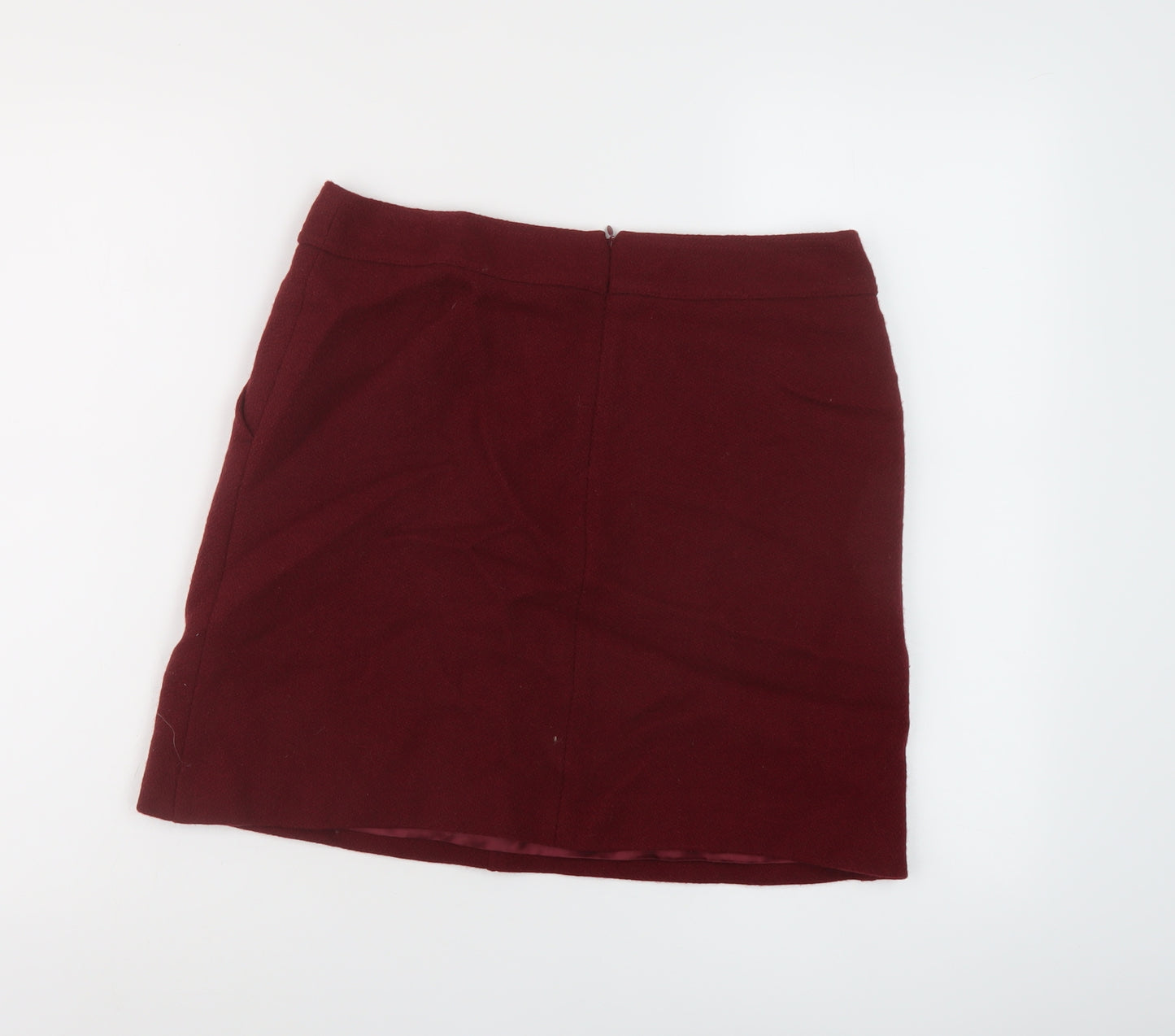 Jigsaw Womens Red Wool Mini Skirt Size 10 Zip