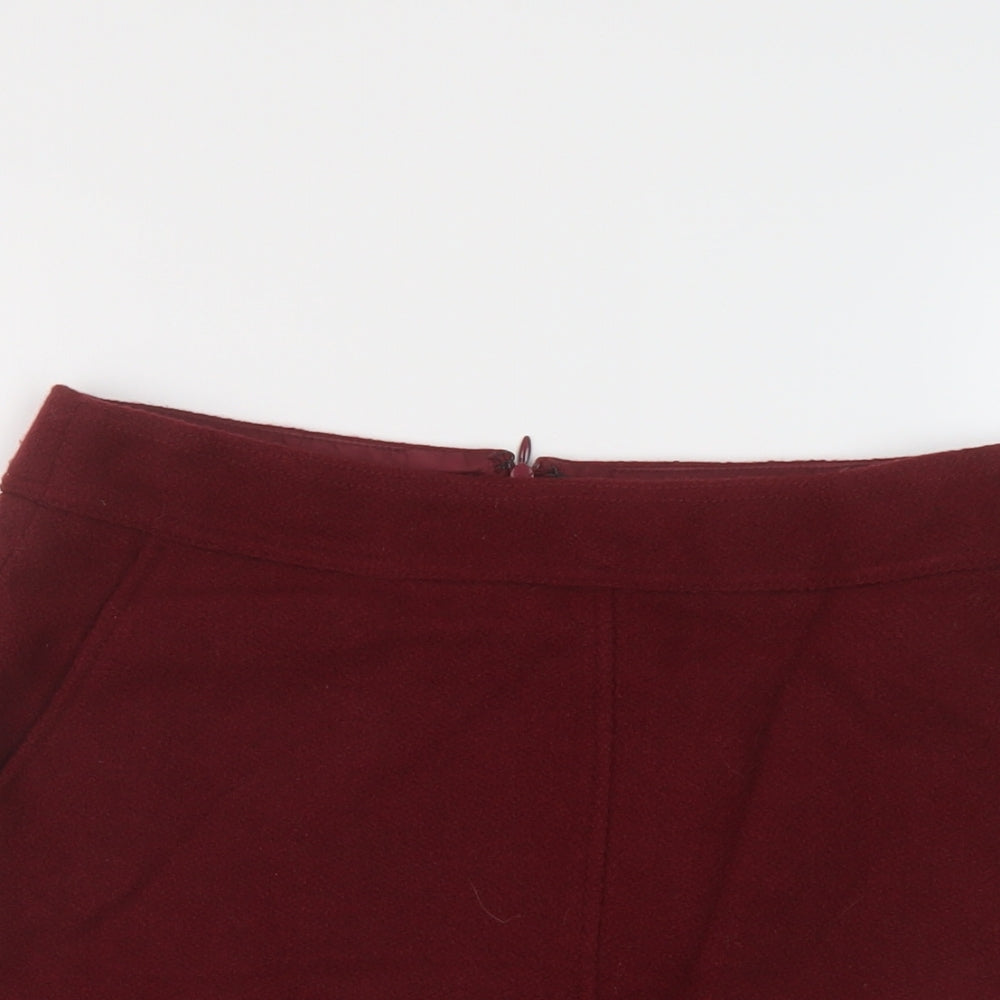 Jigsaw Womens Red Wool Mini Skirt Size 10 Zip