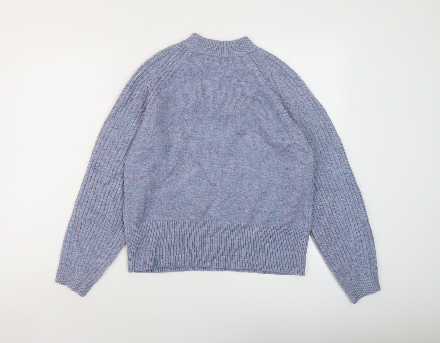 Marks and Spencer Womens Blue Mock Neck Acrylic Pullover Jumper Size S