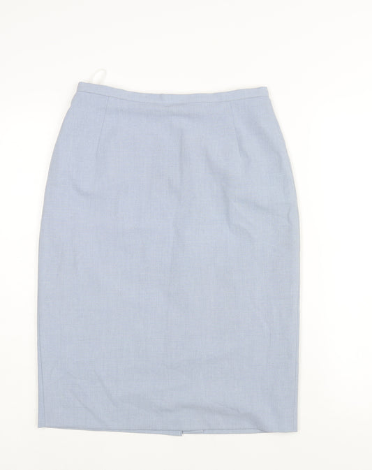 St Michael Womens Blue Polyester Straight & Pencil Skirt Size 12 Zip