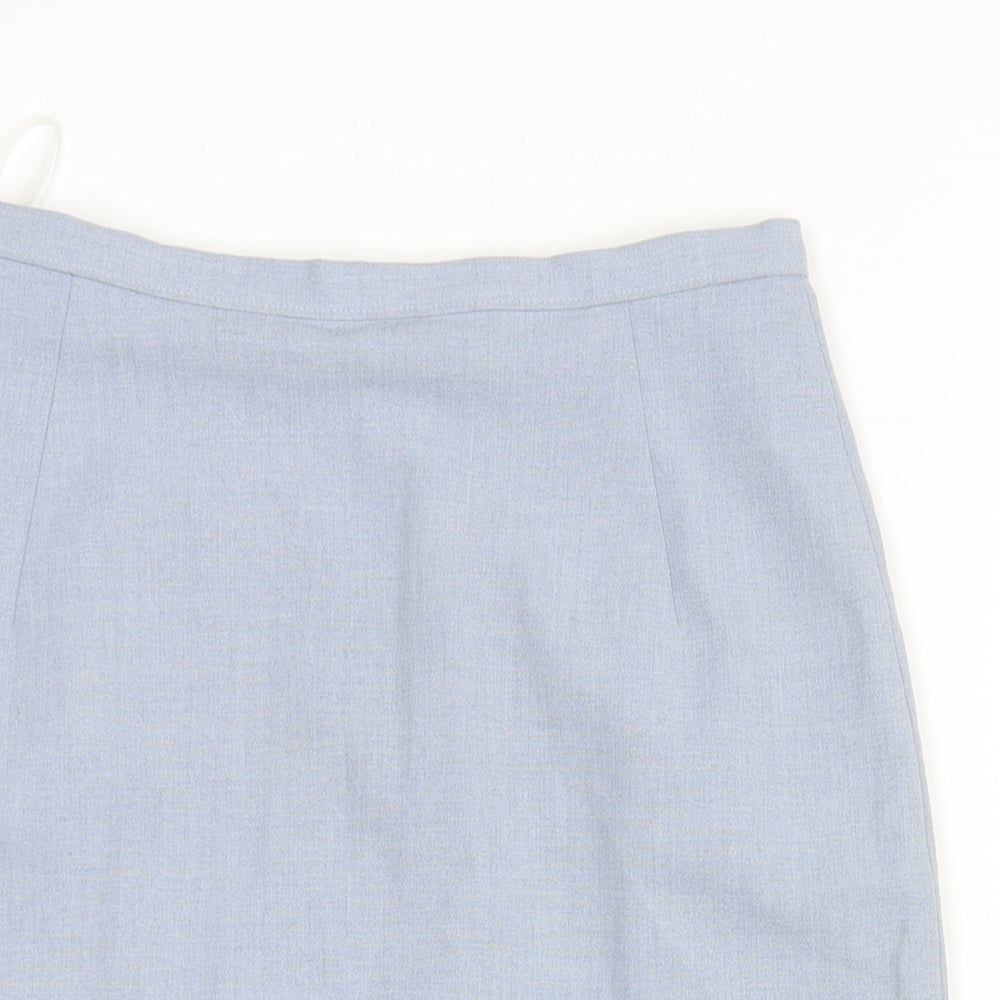 St Michael Womens Blue Polyester Straight & Pencil Skirt Size 12 Zip