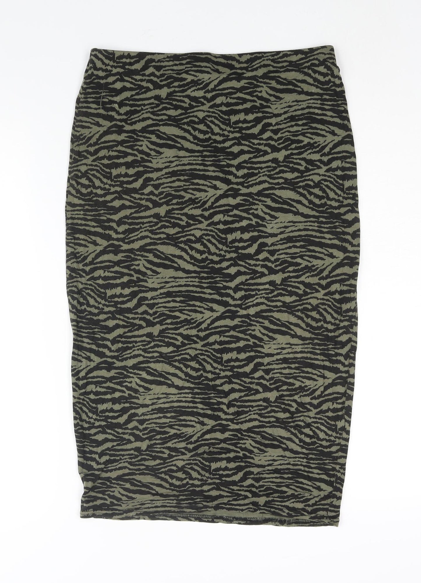 Dorothy Perkins Womens Green Animal Print Viscose Bandage Skirt Size 10 - Tiger Print