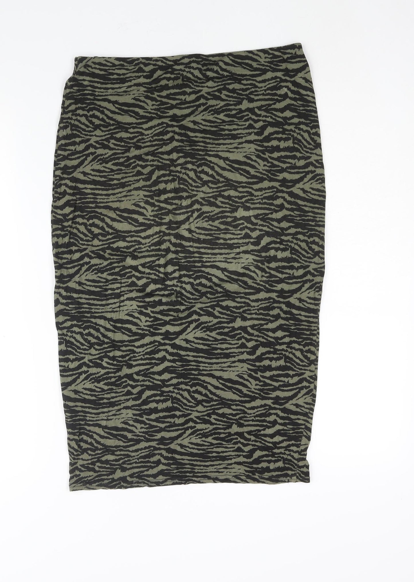 Dorothy Perkins Womens Green Animal Print Viscose Bandage Skirt Size 10 - Tiger Print