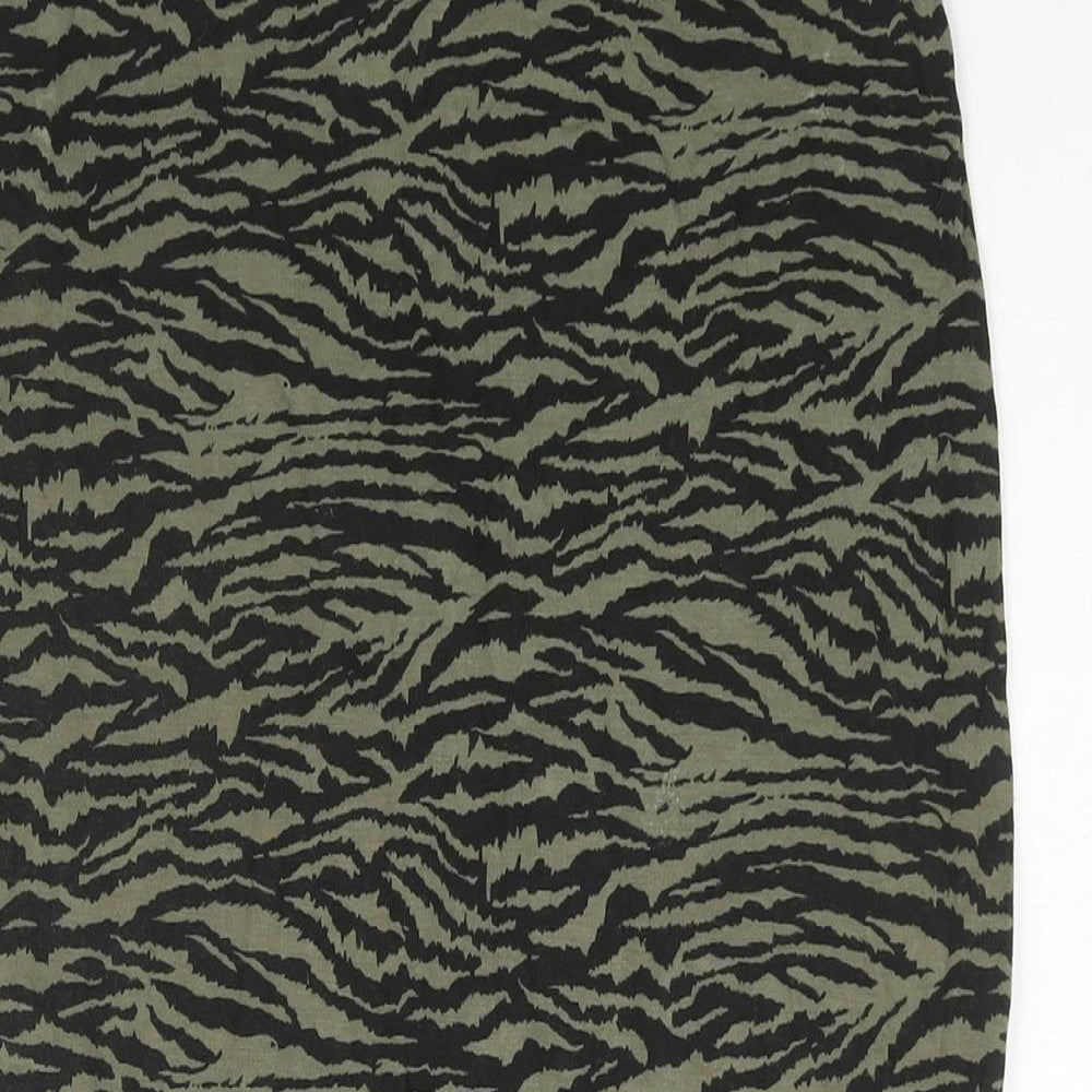 Dorothy Perkins Womens Green Animal Print Viscose Bandage Skirt Size 10 - Tiger Print