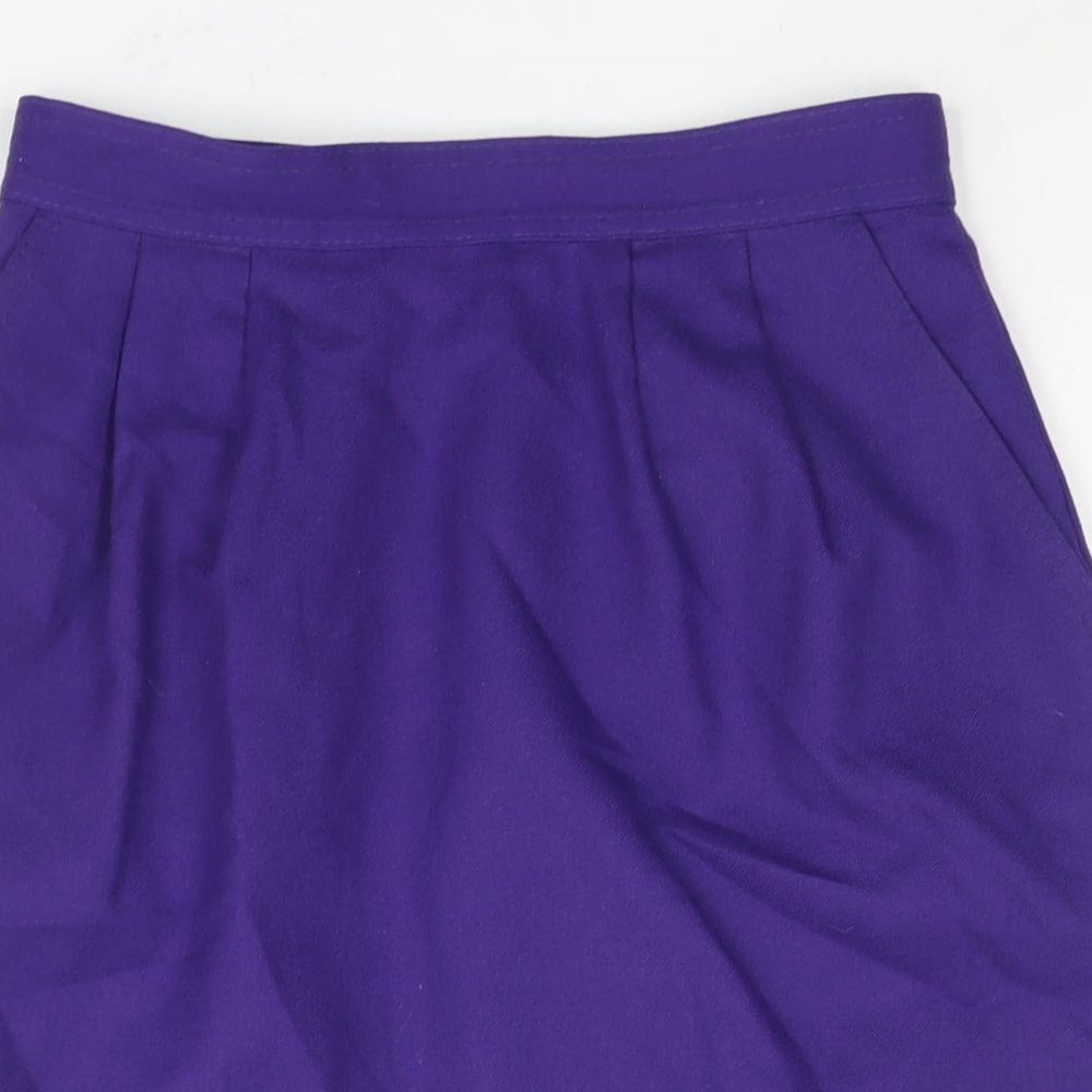 St Michael Womens Purple Wool Straight & Pencil Skirt Size 12 Zip