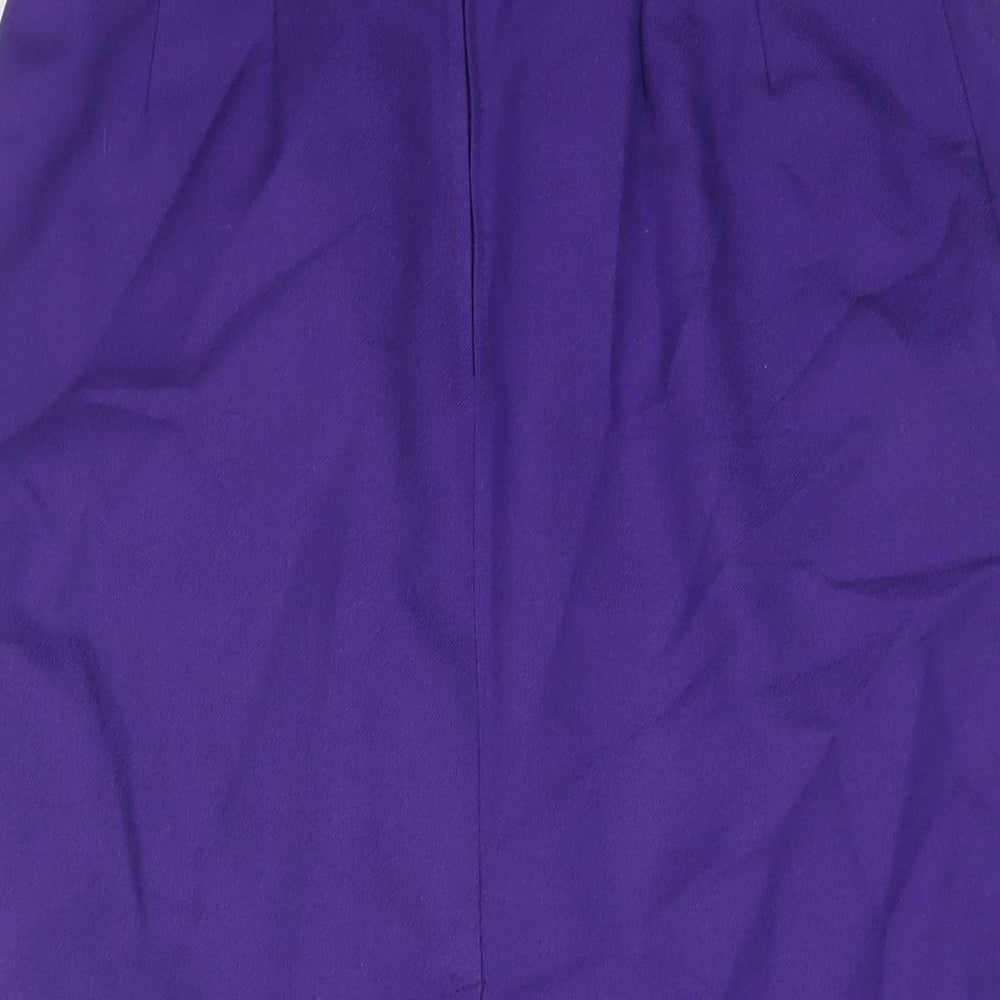 St Michael Womens Purple Wool Straight & Pencil Skirt Size 12 Zip