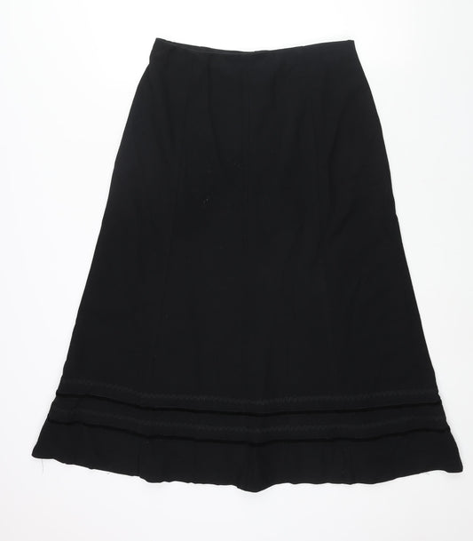 Marks and Spencer Womens Black Polyester A-Line Skirt Size 12 - Hem Detail