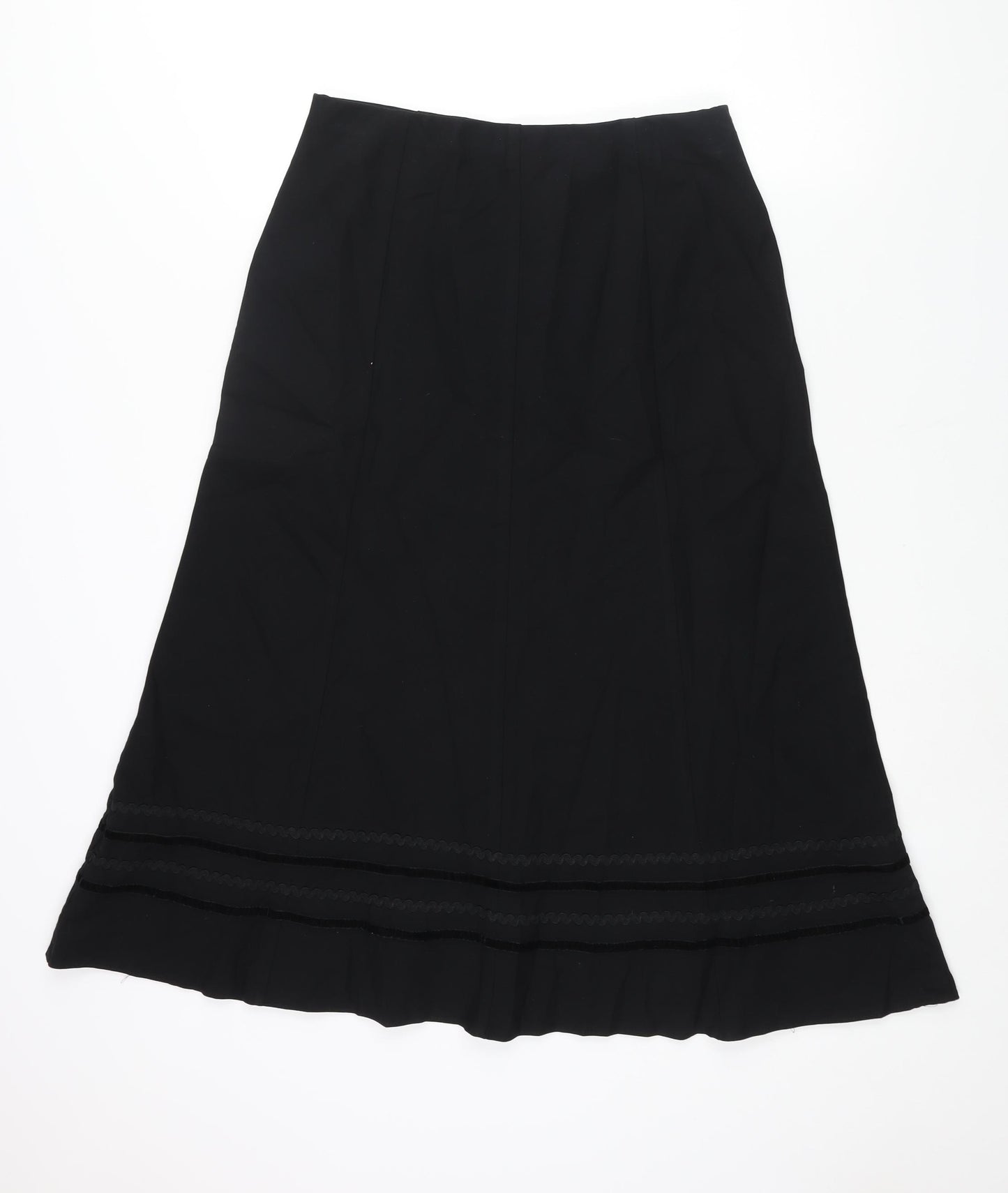 Marks and Spencer Womens Black Polyester A-Line Skirt Size 12 - Hem Detail