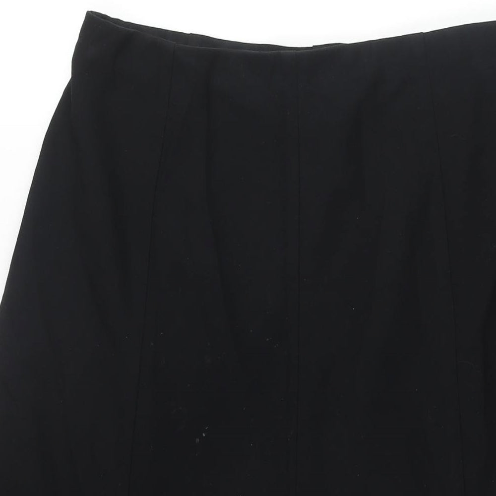 Marks and Spencer Womens Black Polyester A-Line Skirt Size 12 - Hem Detail