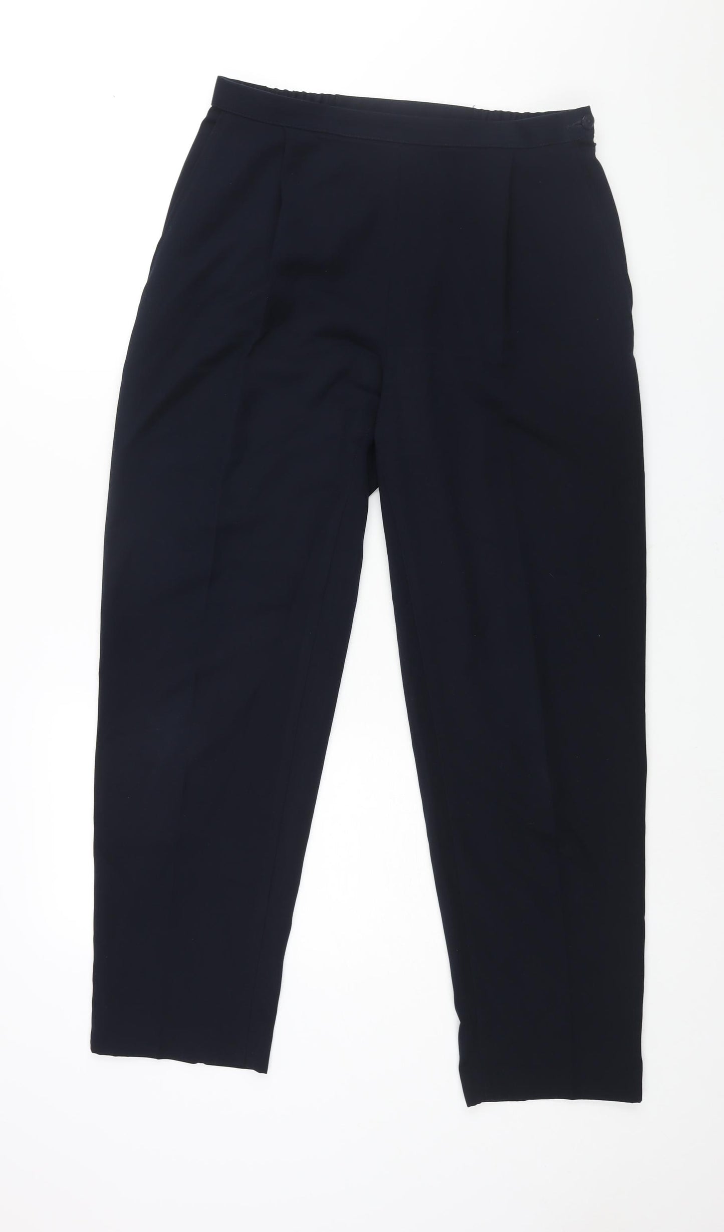 Marks and Spencer Womens Blue Polyester Trousers Size 14 L29 in Regular Zip