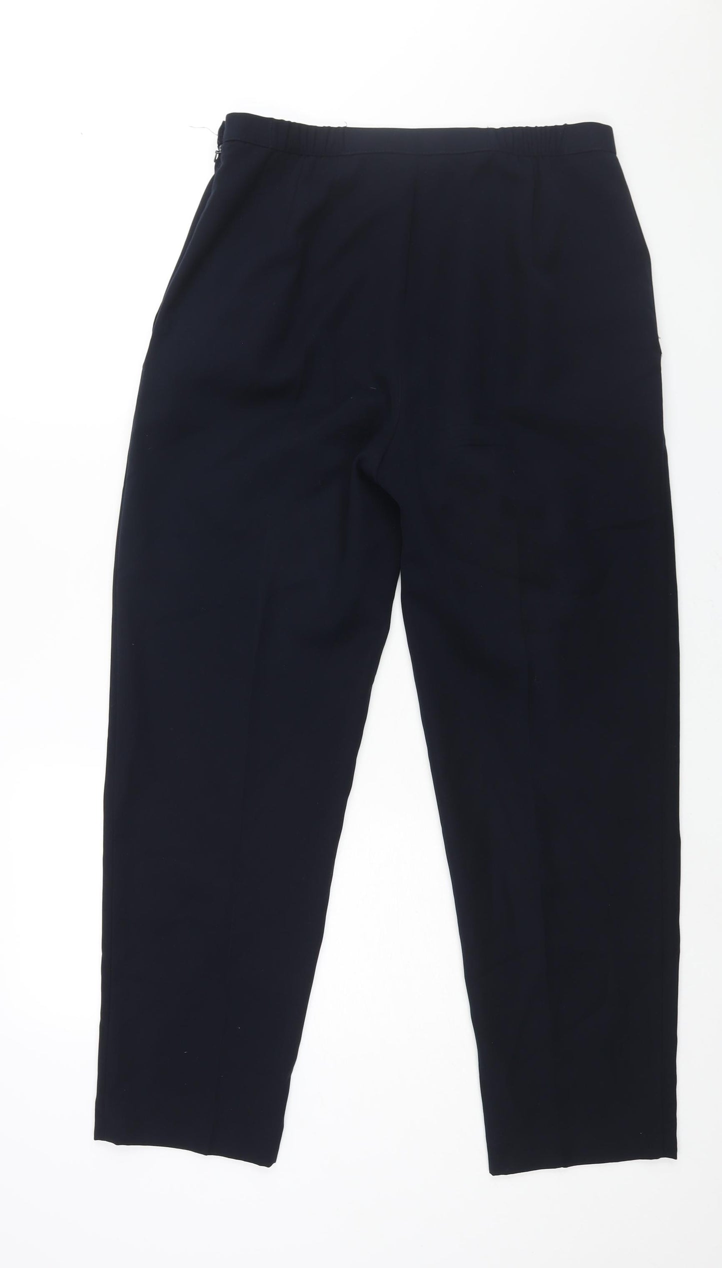 Marks and Spencer Womens Blue Polyester Trousers Size 14 L29 in Regular Zip