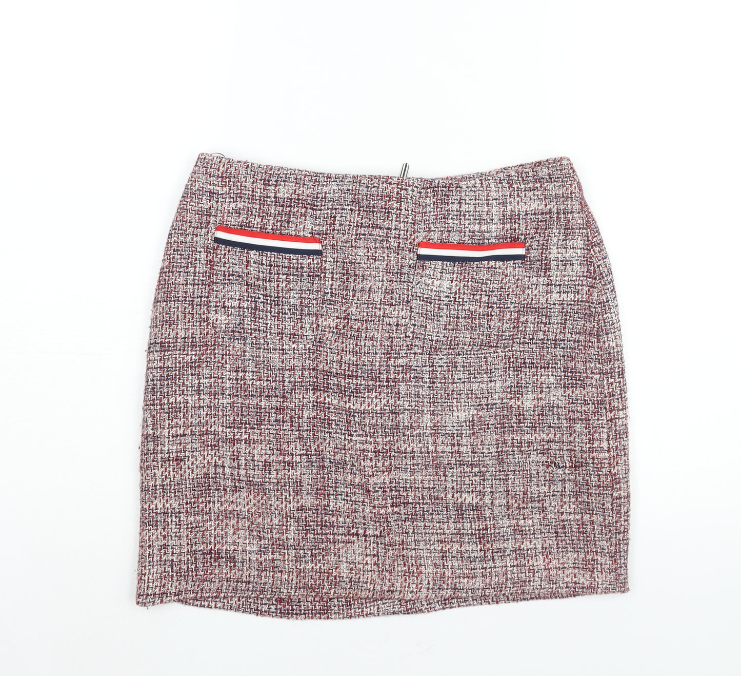 Marks and Spencer Womens Multicoloured Cotton Straight & Pencil Skirt Size 10 Zip - Pocket Detail