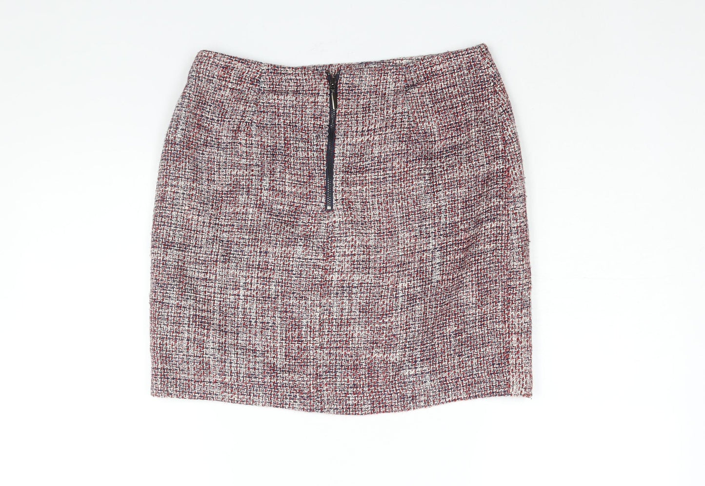 Marks and Spencer Womens Multicoloured Cotton Straight & Pencil Skirt Size 10 Zip - Pocket Detail