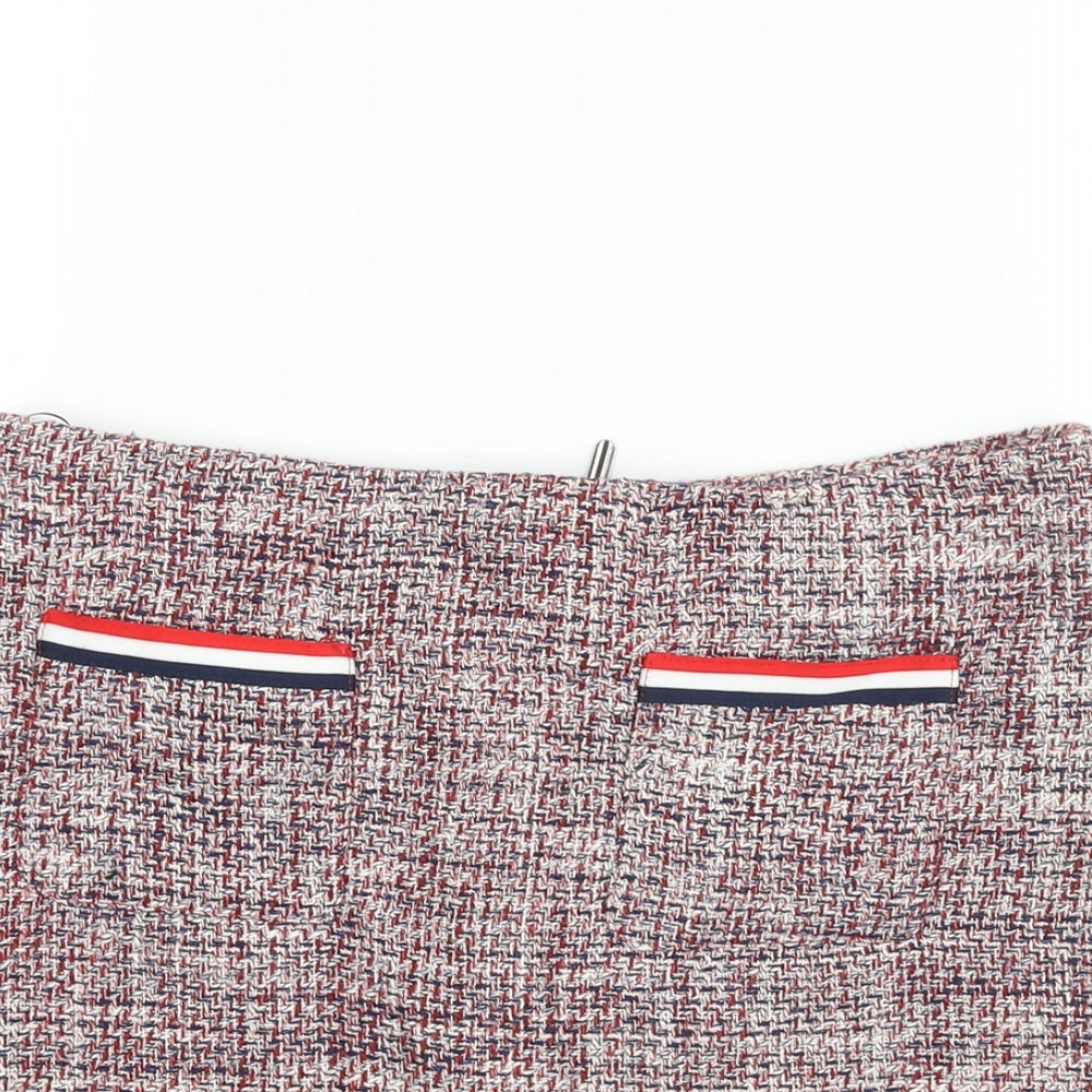 Marks and Spencer Womens Multicoloured Cotton Straight & Pencil Skirt Size 10 Zip - Pocket Detail