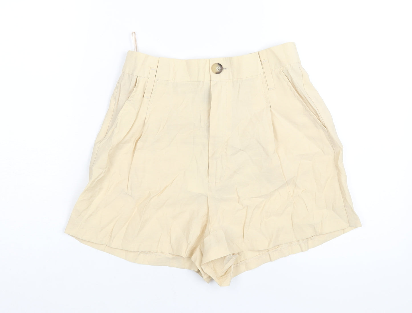 Zara Womens Beige Modal Basic Shorts Size S L3 in Regular Zip