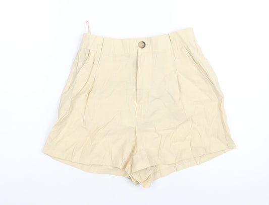 Zara Womens Beige Modal Basic Shorts Size S L3 in Regular Zip