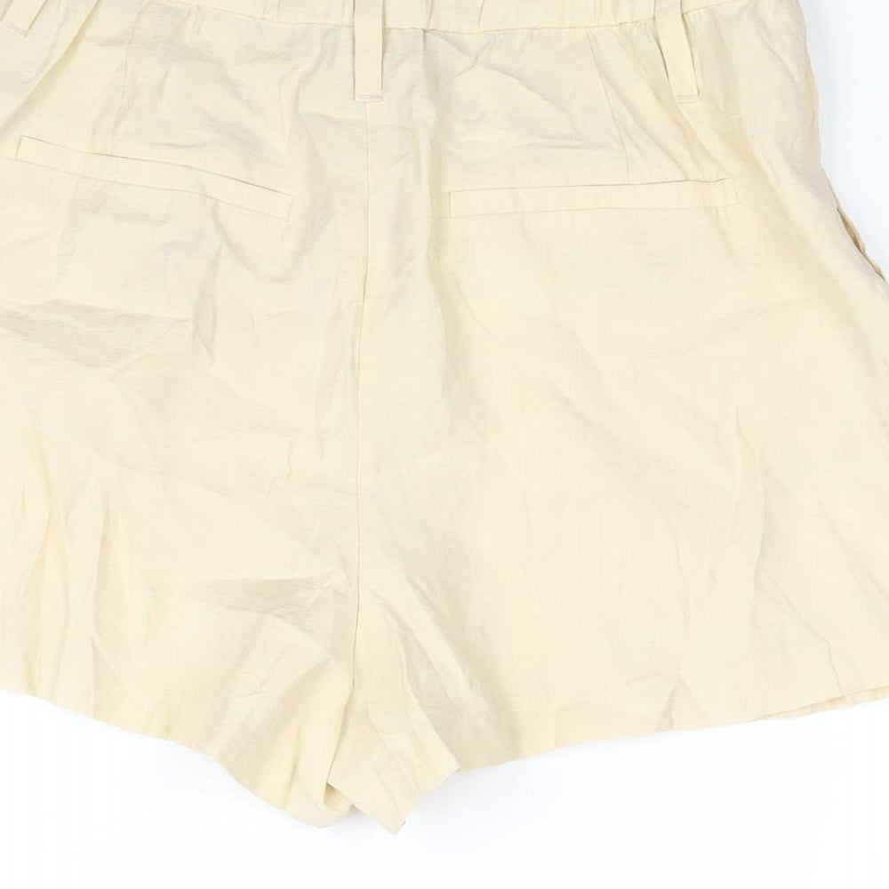 Zara Womens Beige Modal Basic Shorts Size S L3 in Regular Zip