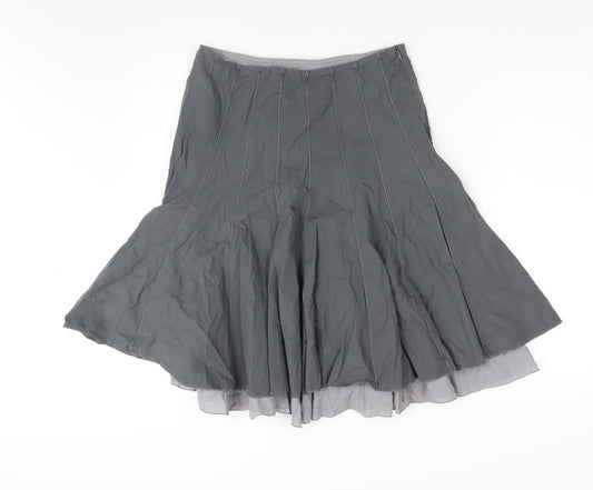 NEXT Womens Grey Cotton Flare Skirt Size 10 Zip - Layered