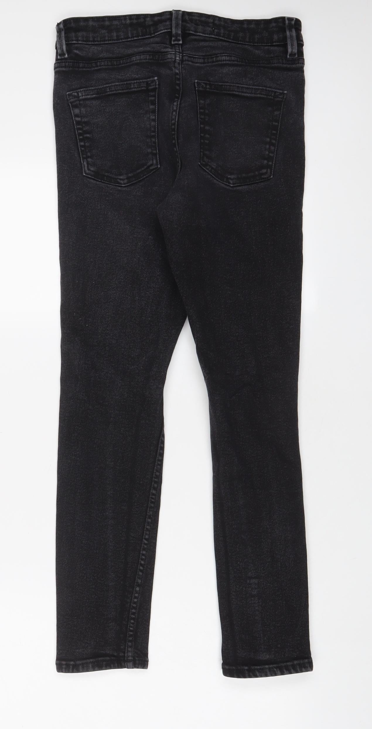 New Look Mens Black Cotton Skinny Jeans Size 30 in L27 in Regular Zip - Short Leg