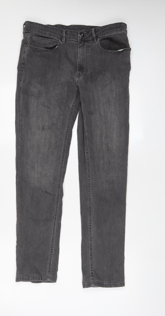 George Mens Grey Cotton Straight Jeans Size 32 in L31 in Regular Zip