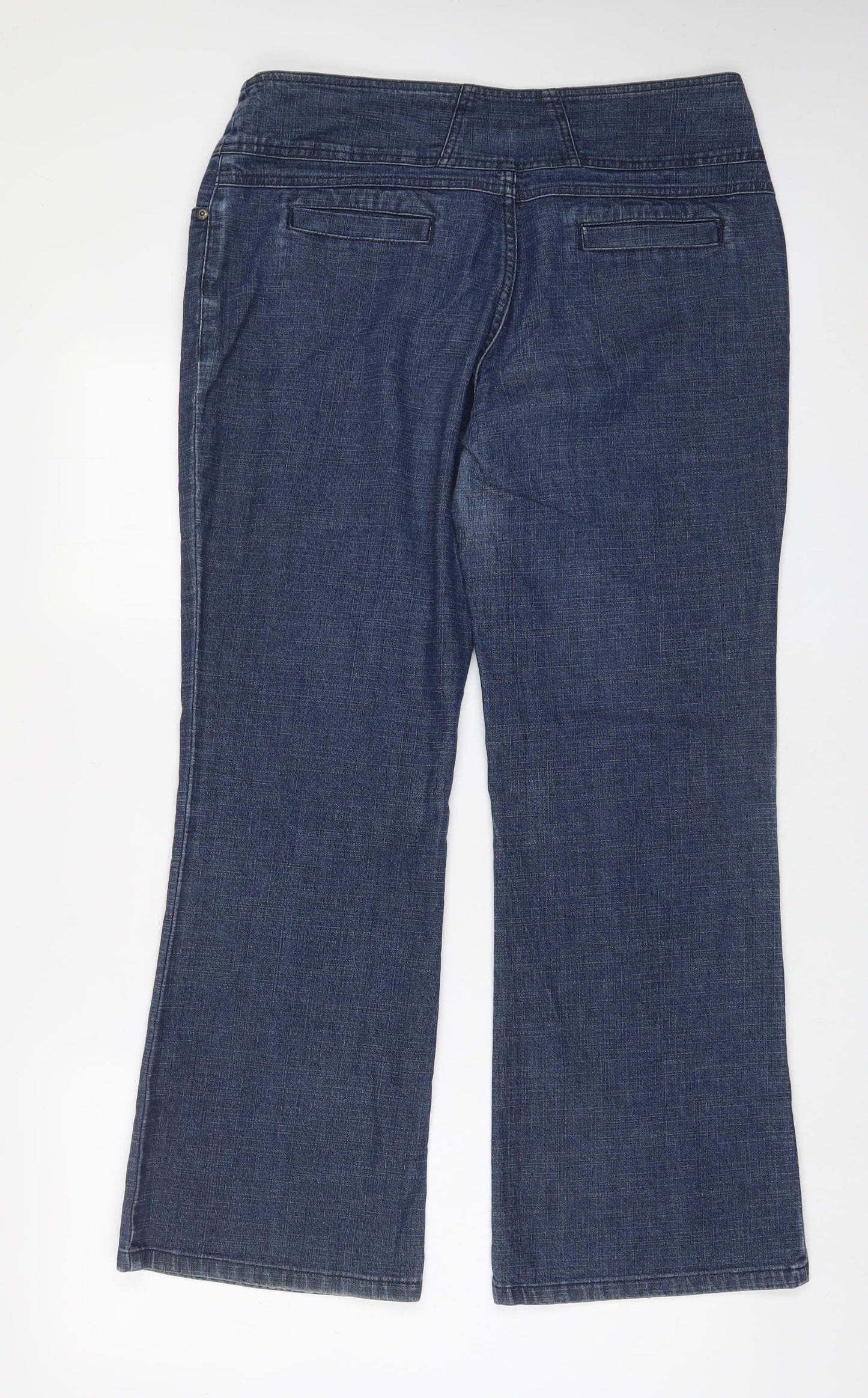 Per Una Womens Blue Cotton Bootcut Jeans Size 14 L29 in Regular Zip